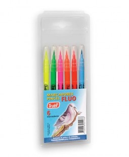 Marcadores trabi punta pincel fluo x 6