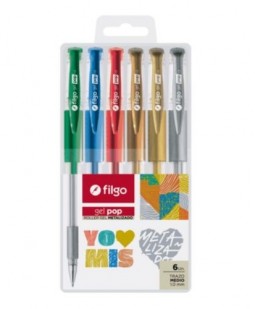 Boligrafo filgo roller gel metal x6