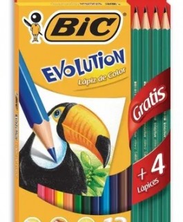 Lapices bic evolution x12 largos + 4 grafitos